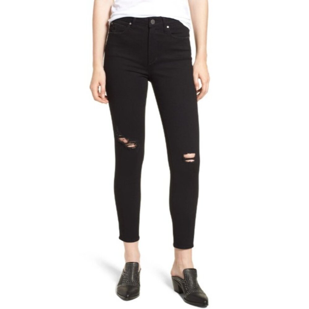 Articles Of Society Skinny Jeans Heather Black Ripped Jeans Raw Hem SZ 28 New
